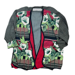 Vitg Marsha‎ Brander for Componix Colorful Floral Open Front Cardigan sz s boho